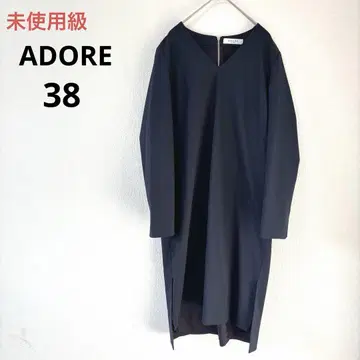 미사용급 ADORE 긴팔 원피스 V넥 네이비 38 최근 모델