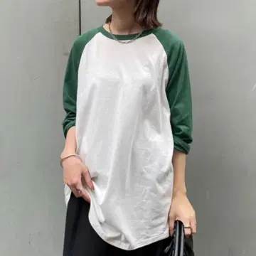 LOUNGEDRESS 래글런T 롱T 그린 티셔츠