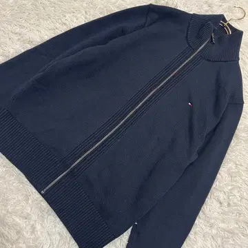 [양품] TOMMY HILFIGER 니트 블루종 네이비 XL