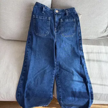 와이드 레그 데님 팬츠 다크 블루