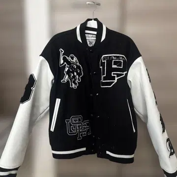 U.S. POLO ASSN. 바시티 자켓 M 사이즈 블랙 화이트