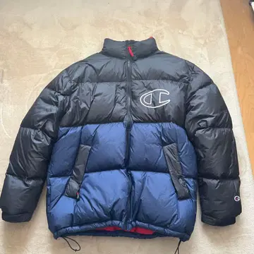 Champion 다운 자켓 L 블랙 네이비