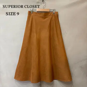 SUPERIOR CLOSET 페이크 스웨이드 플레어 스커트 카멜 9
