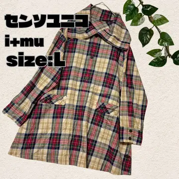 센소유니코 i+mu 체크 코튼 원피스풍 튜닉 40