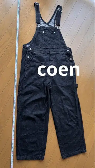 coen 블랙 데님 오버롤 M 사이즈