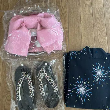 유카타 오비 일본 나막신 세트 불꽃놀이 패턴