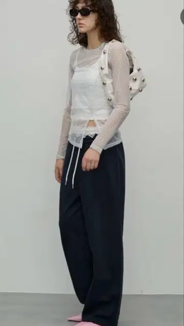 레이스 더블 허리 스웨트 팬츠