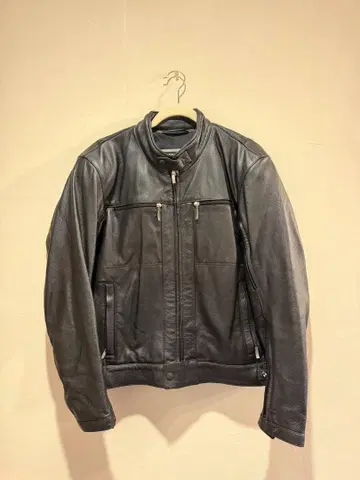 BMW Motorrad 천연 가죽 블랙 가죽 싱글 라이더 자켓