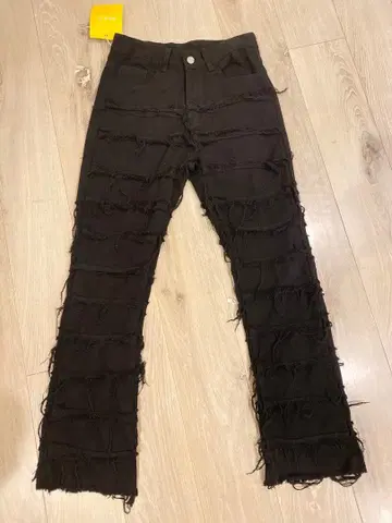프린지 가공 팬츠 블랙 y2k opium