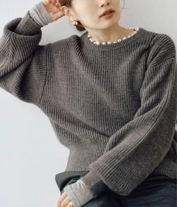 IENA 펄 장식 골지 풀오버