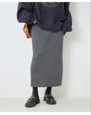 Spick and Span 라메 리브 니트 타이트 스커트