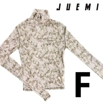 JUEMI 마블 무늬 시스루 터틀넥 프리 사이즈