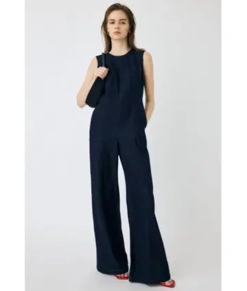 MOUSSY 백 슬릿 데님 올인원 1 네이비