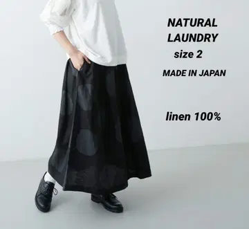 NATURAL LAUNDRY 사과 도트 린넨 턱 개더 스커트