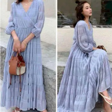 벌스데이 바쉬 시어 롱 원피스 티어드 F 하늘하늘