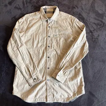 라코스테 긴팔 셔츠 베이지 체크 리버서블 남성용 L 사이즈