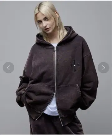 루즈 헤비 웨이트 빈티지 크로스 풀 집업 후드티 팬츠 상하의