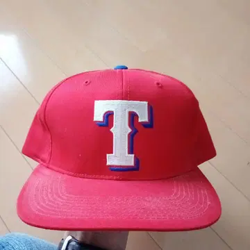 빨간색 T자형 로고 야구 모자 핀홀 있음