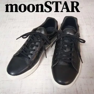 [새상품급] 23cm MOONSTAR 블랙 가죽 스니커즈