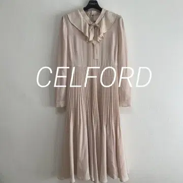 [ CELFORD ] 보타이 플리츠 원피스 핑크 베이지