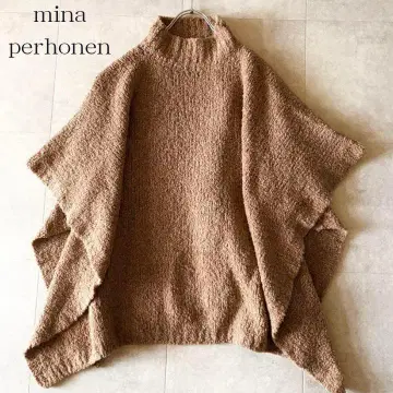 미나 페르호넨 모크넥 울 판초 프리 브라운 계열 보틀넥