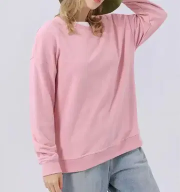핑크 긴팔 상의 코튼 혼합