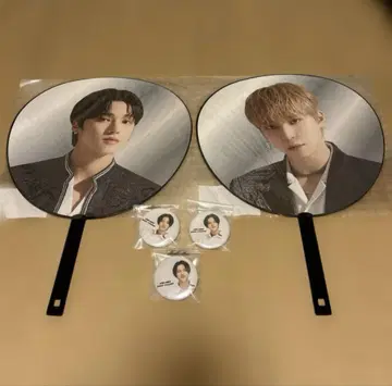 ATEEZ 우영 윤호 부채 캔뱃지 세트