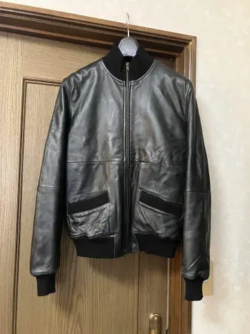 a.p.c 가죽 집업 블루종 하이넥