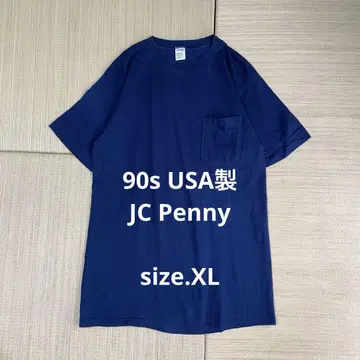 90s USA 싱글 스티치 포켓 티셔츠 네이비 XL