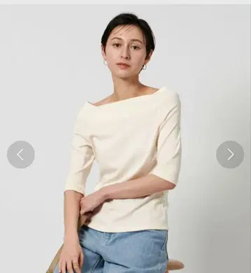 UNITED ARROWS 스쿱 넥 하프 슬리브 티셔츠