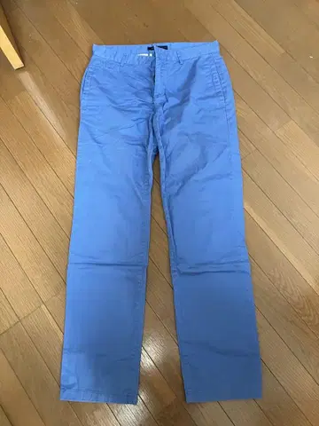 블루 슬림핏 코튼 팬츠