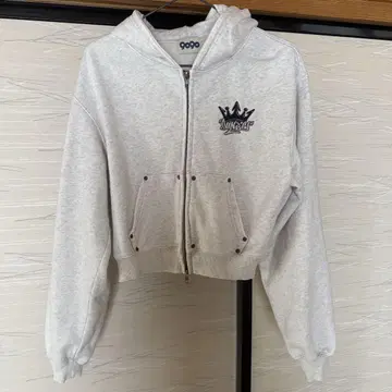 9090 그레이 크롭 후드티 S 사이즈