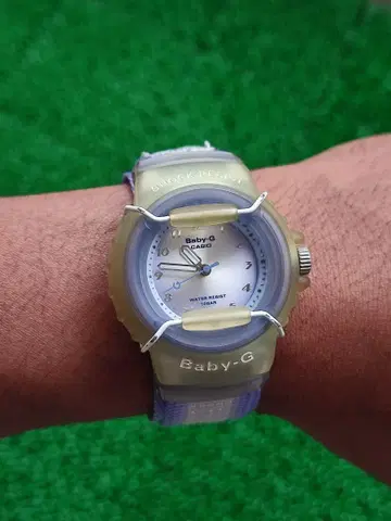 빈티지 베이비-G CASIO 손목시계 투명 그린