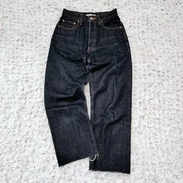 moussy 소가죽 라벨 데님 청바지 하이라이즈 와이드 스트레이트 24