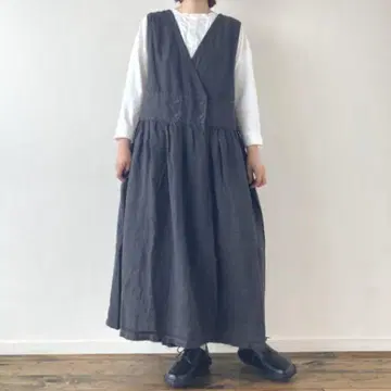tumugu 츠무구 솔리 린넨 2way 오버롤 스커트