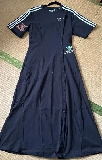 레어 완판템 adidas 롱 원피스 자수 플레어 블랙