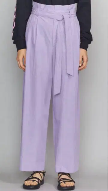UNITED ARROWS 라벤더색 허리 리본 포함 와이드 팬츠