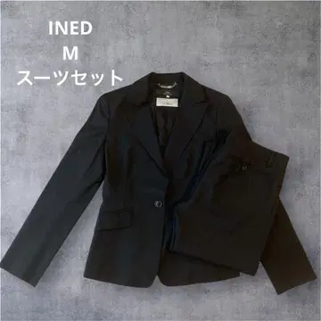 새상품급 INED 수트 상하의 세트 M 블랙 스트라이프 비즈니스 포멀