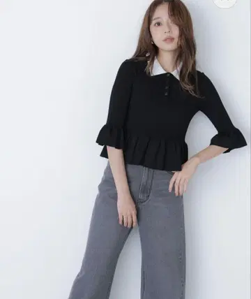 내추럴 뷰티 베이직 더블 컬러 페플럼 니트