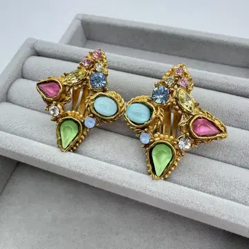 [빈티지] Christian Lacroix 귀걸이 컬러 스톤