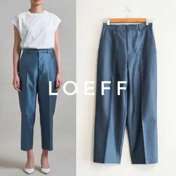 택 포함 새상품 LOEFF 실크 혼방 타프타 크롭 테이퍼드 팬츠 1