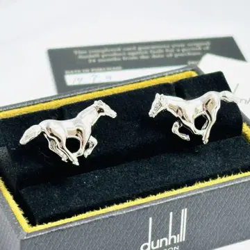 미사용급 레어 Dunhill 호스 커프스 925 말 애니멀 실버