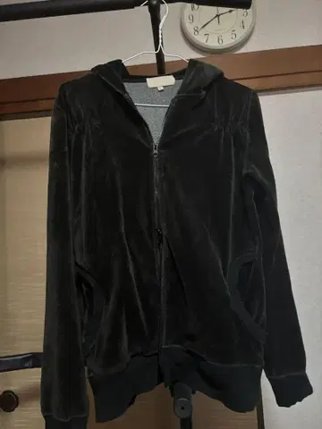 다크 블랙 벨벳 벨로아 후드 부착 후드티