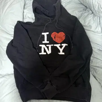 I NY 블랙 후드티