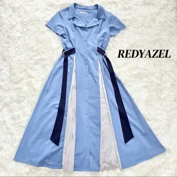새상품급 REDYAZEL 배색 더블 버클 셔츠 반팔 원피스