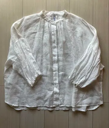 ORVERT 린넨 블라우스 오부 소매 화이트