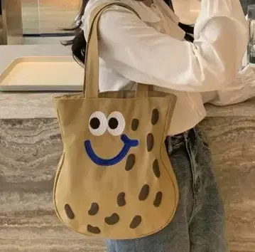 피넛 패턴 토트백 캔버스 캐주얼 귀여운