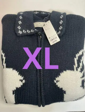 GU rokh 풀 집업 니트 자켓 네이비 XL 지유 로크