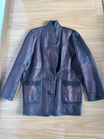 브라운 가죽 오버 사이즈 자켓