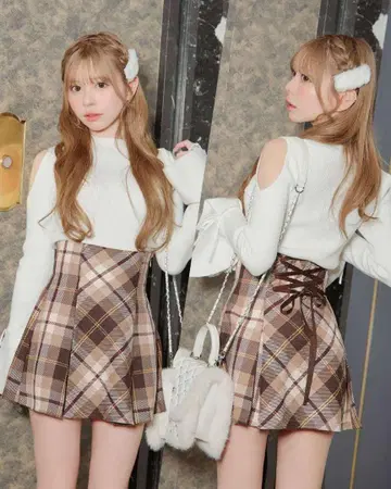 미셸 마카롱 체크 무늬 프리 새상품
